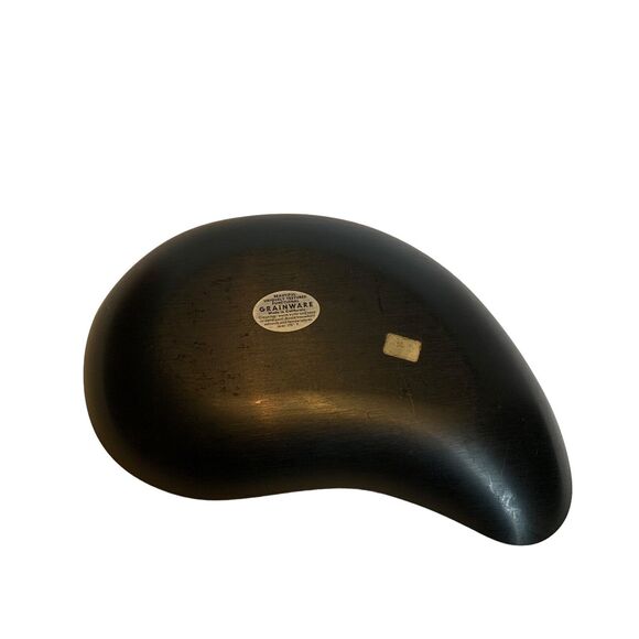 Vintage MCM Black Grainware Kidney Dish Bowl Catch-All Tabletop Snacks Modern - Picture 3 of 9